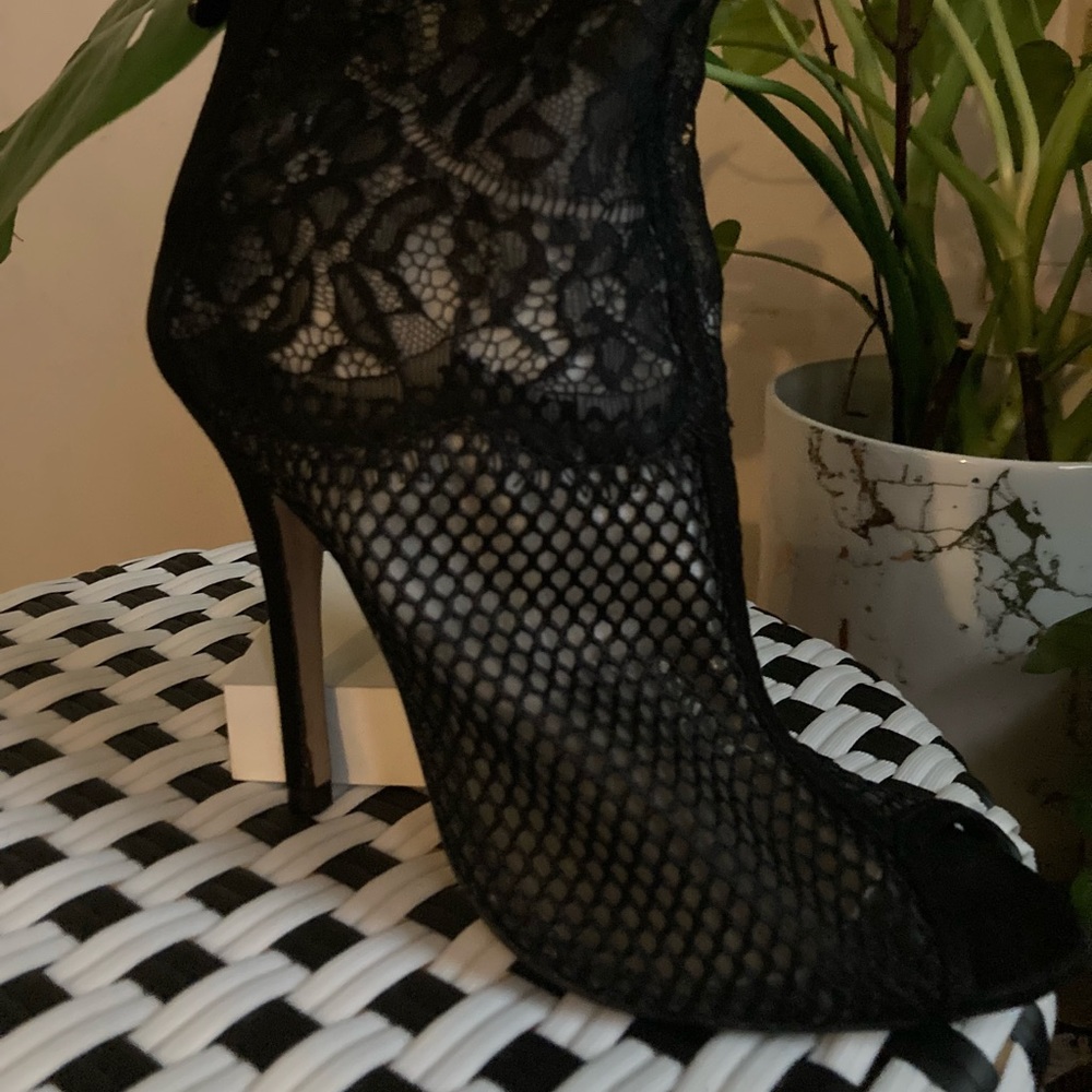 Lace Peep Toe Ankle Bootie